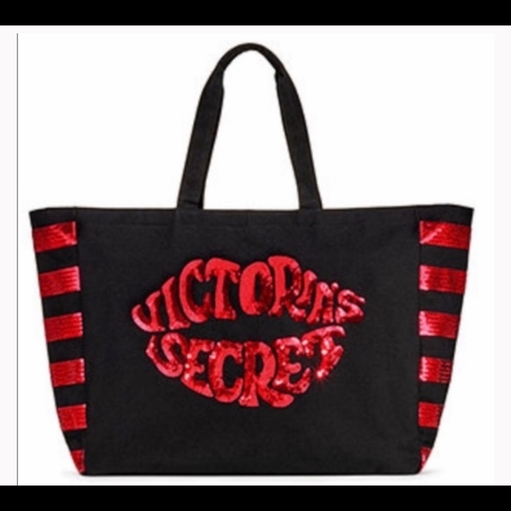 “SOLD” Victoria secret tote bag black red sequin